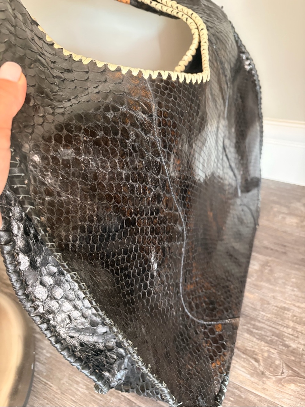 Large Handmade Python skin Hobo Bag - Picture 6 of 15